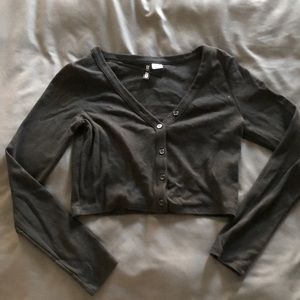 Black Cropped Cardigan Sweater